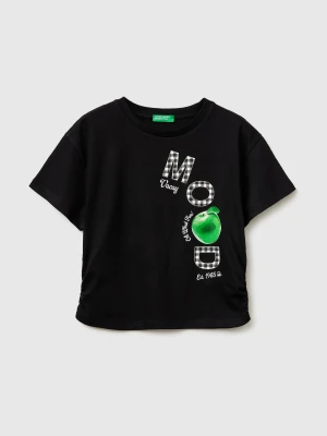 Benetton, T-shirt Gathered At The Hips, Size: XL, Black, Kids United Colors of Benetton