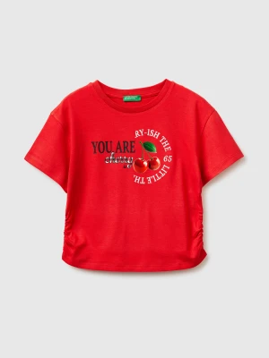Benetton, T-shirt Gathered At The Hips, Size: XL, Red, Kids United Colors of Benetton