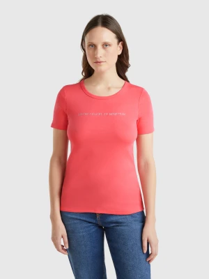 Benetton, T-shirt In 100% Cotton With Glitter Print Logo, size XXS, Fuchsia, Women United Colors of Benetton