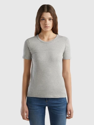 Benetton, T-shirt In 100% Cotton With Glitter Print Logo, size XXS, Light Gray, Women United Colors of Benetton