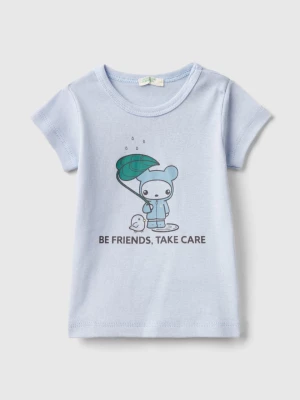 Benetton, T-shirt In 100% Organic Cotton, size 56, Sky Blue, Kids United Colors of Benetton