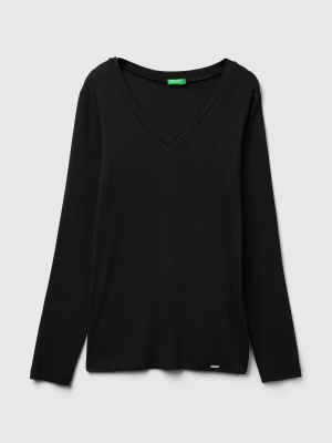 Benetton, T-shirt In Cashmere And Modal Blend, Size: XXS, Black, Women United Colors of Benetton