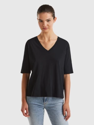 Benetton, T-shirt In Cotton And Linen Blend, size M, Black, Women United Colors of Benetton