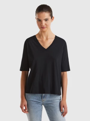 Benetton, T-shirt In Cotton And Linen Blend, size XS, Black, Women United Colors of Benetton
