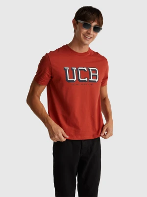 Benetton, T-shirt In Cotton With Logo, Size: XS, Brick Red, Men United Colors of Benetton