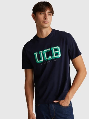 Benetton, T-shirt In Cotton With Logo, Size: XS, Dark Blue, Men United Colors of Benetton