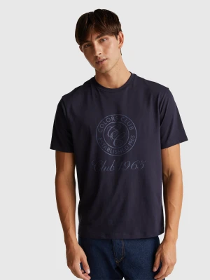 Benetton, T-shirt In Cotton With Logo, Size: XS, Dark Blue, Men United Colors of Benetton