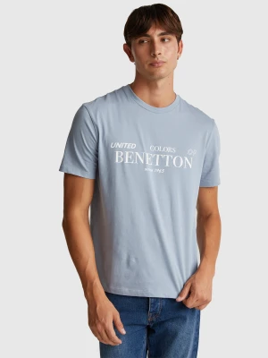 Benetton, T-shirt In Cotton With Logo, Size: XS, Sky Blue, Men United Colors of Benetton