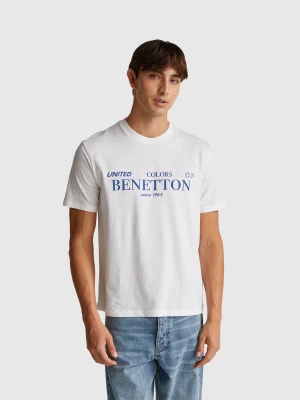 Benetton, T-shirt In Cotton With Logo, Size: XS, White, Men United Colors of Benetton