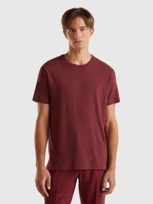 Benetton, T-shirt In Linen Blend, size L, Burgundy, Men United Colors of Benetton