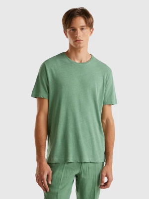 Benetton, T-shirt In Linen Blend, size L, Green, Men United Colors of Benetton