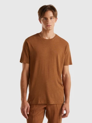 Benetton, T-shirt In Linen Blend, size M, Brown, Men United Colors of Benetton