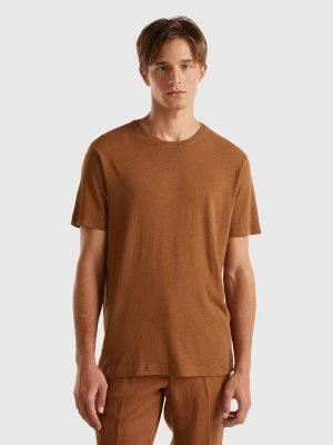 Benetton, T-shirt In Linen Blend, size S, Brown, Men United Colors of Benetton