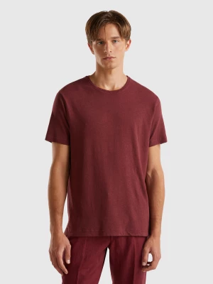 Benetton, T-shirt In Linen Blend, size XL, Burgundy, Men United Colors of Benetton