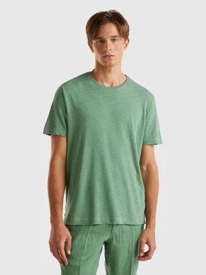 Benetton, T-shirt In Linen Blend, size XL, Green, Men United Colors of Benetton