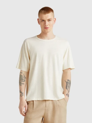 Benetton, T-shirt In Linen Blend, size XL, Creamy White, Men United Colors of Benetton