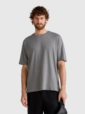 Benetton, T-shirt In Linen Blend, size XS, Gray, Men United Colors of Benetton