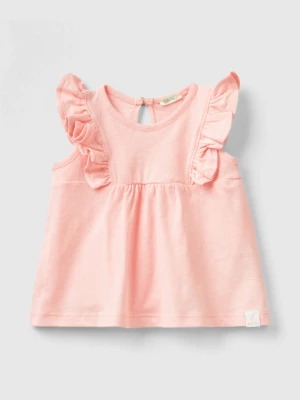 Benetton, T-shirt In Linen Blend With Ruffles, size 50, Pink, Kids United Colors of Benetton