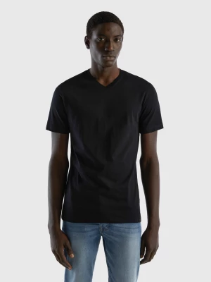 Benetton, T-shirt In Long Fiber Cotton, size L, Black, Men United Colors of Benetton