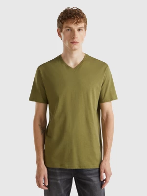 Benetton, T-shirt In Long Fiber Cotton, size L, Military Green, Men United Colors of Benetton