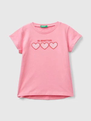 Benetton, T-shirt In Organic Cotton With Embroidered Logo, size 90, Pink, Kids United Colors of Benetton