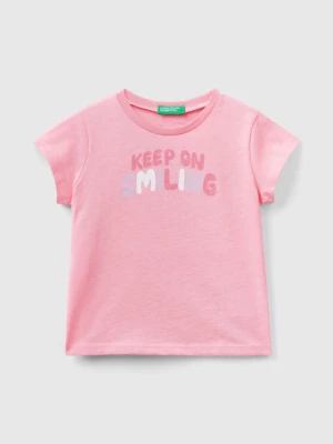 Benetton, T-shirt In Organic Cotton With Glitter, size 104, Pink, Kids United Colors of Benetton