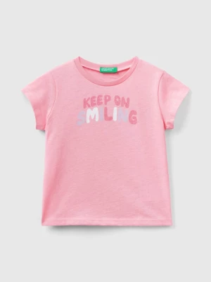 Benetton, T-shirt In Organic Cotton With Glitter, size 82, Pink, Kids United Colors of Benetton