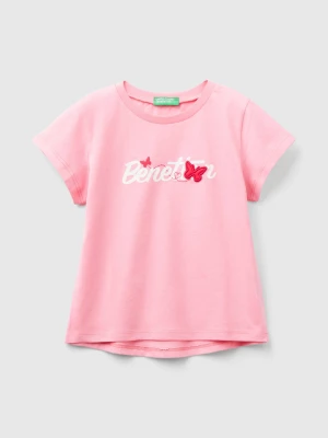 Benetton, T-shirt In Organic Cotton With Logo Print, size 104, Pink, Kids United Colors of Benetton