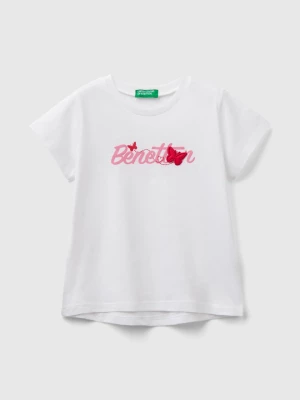 Benetton, T-shirt In Organic Cotton With Logo Print, size 104, White, Kids United Colors of Benetton