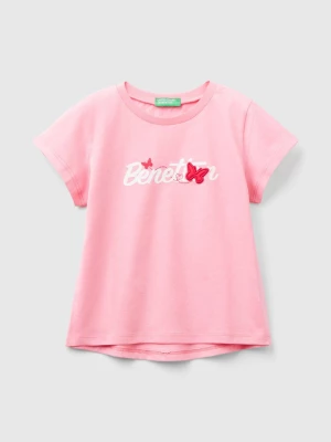 Benetton, T-shirt In Organic Cotton With Logo Print, size 82, Pink, Kids United Colors of Benetton