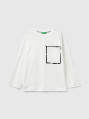 Benetton, T-shirt In Organic Cotton With Pocket, size 3XL, White, Kids United Colors of Benetton