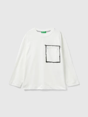 Benetton, T-shirt In Organic Cotton With Pocket, size S, White, Kids United Colors of Benetton