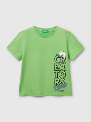 Benetton, T-shirt In Organic Cotton With Print, size 116, Green, Kids United Colors of Benetton