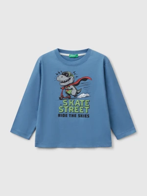 Zdjęcie produktu Benetton, T-shirt In Cotton With Print, size 116, Light Blue, Kids United Colors of Benetton