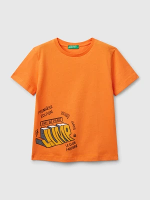 Benetton, T-shirt In Cotton With Print, size 116, Orange, Kids United Colors of Benetton