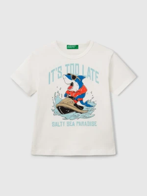 Benetton, T-shirt In Organic Cotton With Print, size 116, White, Kids United Colors of Benetton