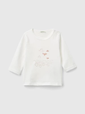 Benetton, T-shirt In Organic Cotton With Print, size 50, White, Kids United Colors of Benetton