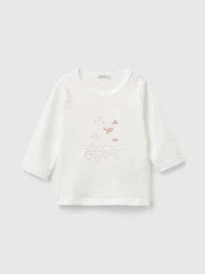 Benetton, T-shirt In Organic Cotton With Print, size 68, White, Kids United Colors of Benetton