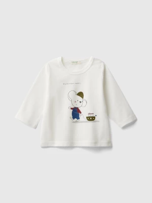 Benetton, T-shirt In Organic Cotton With Print, size 82, Creamy White, Kids United Colors of Benetton