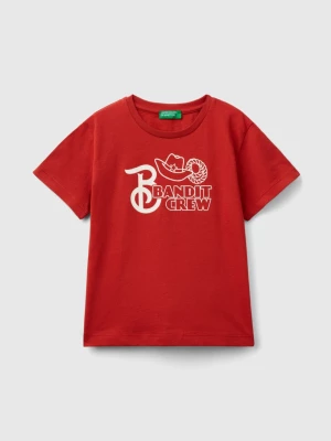 Benetton, T-shirt In Organic Cotton With Print, size 82, Red, Kids United Colors of Benetton