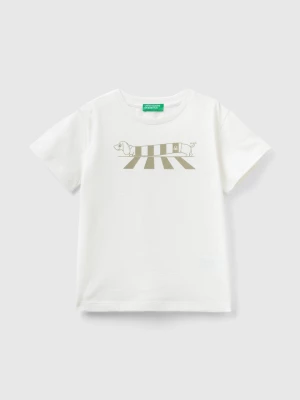 Benetton, T-shirt In Organic Cotton With Print, size 90, Creamy White, Kids United Colors of Benetton