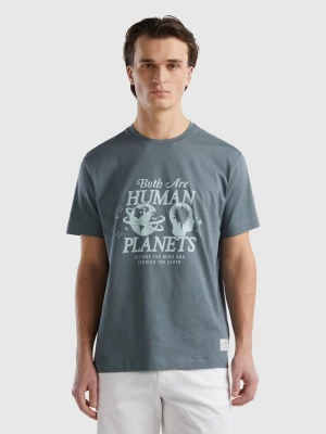 Benetton, T-shirt In Pure Organic Cotton, size L, Dark Gray, Men United Colors of Benetton