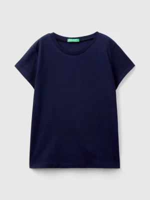 Benetton, T-shirt In Pure Organic Cotton, size XL, Dark Blue, Kids United Colors of Benetton