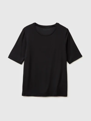Benetton, T-shirt In Silk Blend, Size: XXS, Black, Women United Colors of Benetton