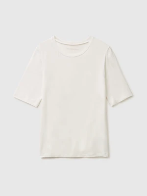Zdjęcie produktu Benetton, T-shirt In Silk Blend, Creamy White, Women United Colors Of Benetton