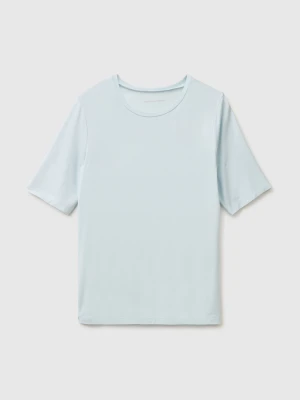 Benetton, T-shirt In Silk Blend, Size: XXS, Light Blue, Women United Colors of Benetton
