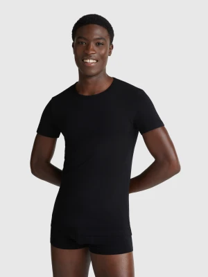 Benetton, T-shirt In Stretch Cotton, Size: XL, Black, Men United Colors of Benetton