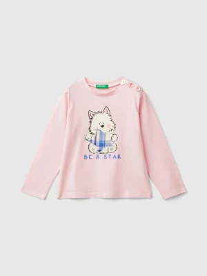 Benetton, T-shirt In Stretch Cotton With Print, size 104, Pink, Kids United Colors of Benetton