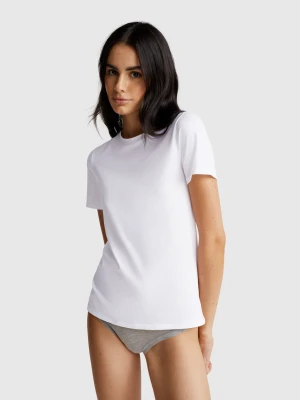 Benetton, T-shirt In Super Stretch Cotton, Size: XS, White, Women United Colors of Benetton