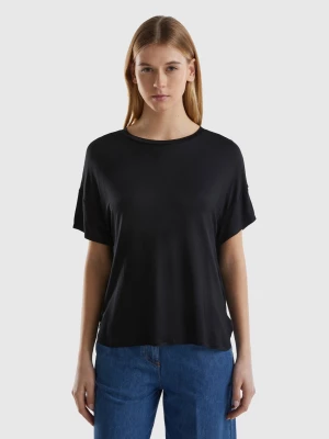 Benetton, T-shirt In Sustainable Stretch Viscose, size L, Black, Women United Colors of Benetton